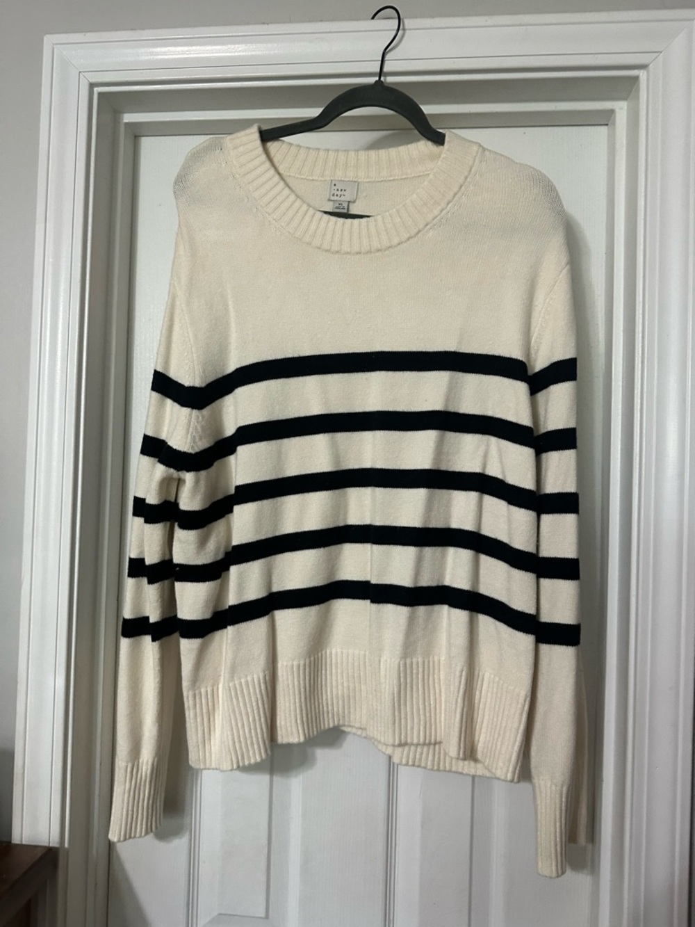 a new day Cream Sweater with Black Trim Accent